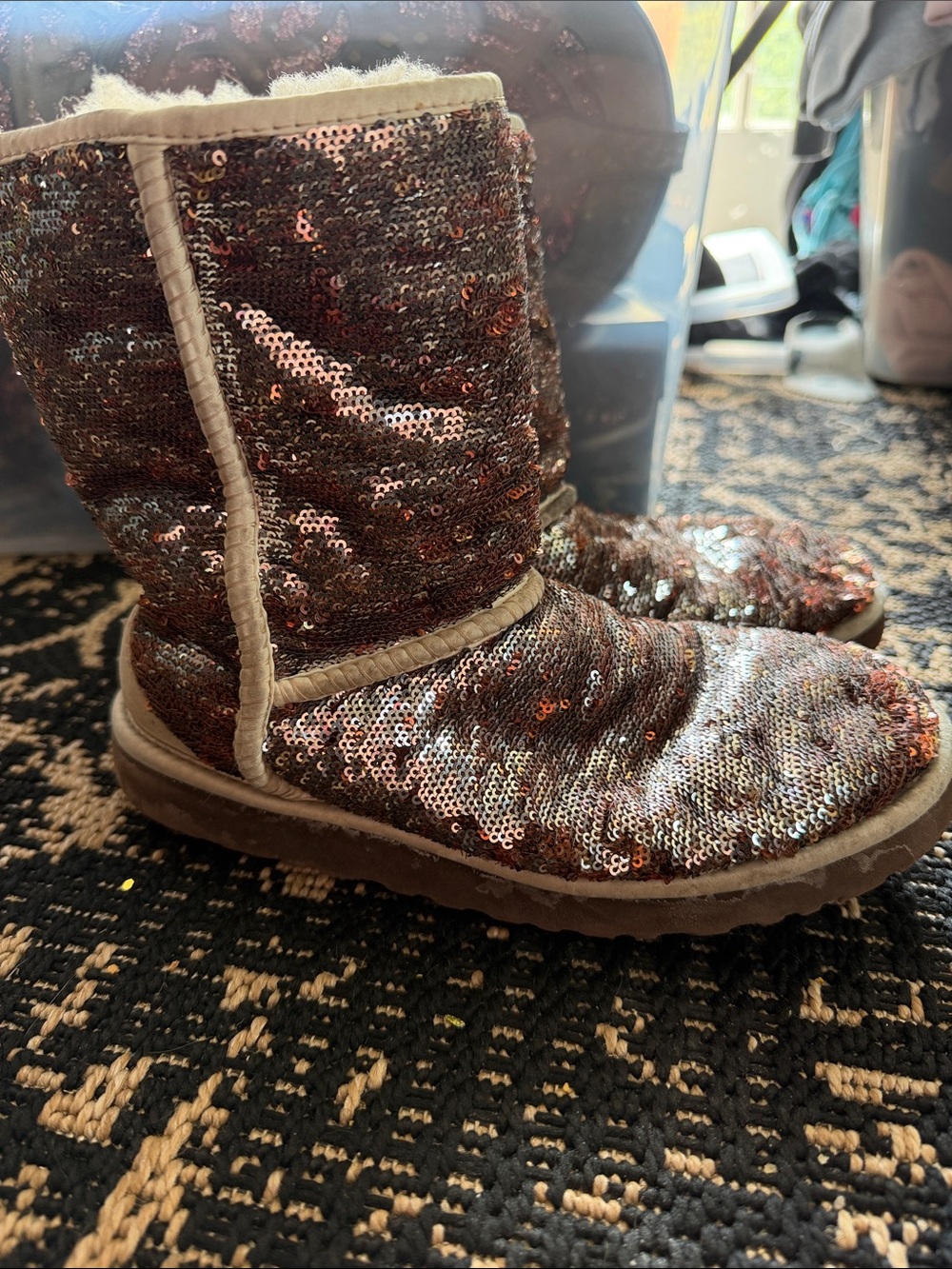 UGG Rose Gold Sequin Short Booties
